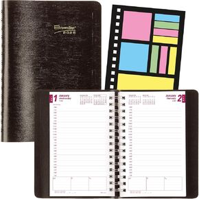 Brownline® 2025 PlannerPlus ™ Daily/Monthly Planner ، كتاب المواعيد ، 12 شهرًا ، من يناير إلى ديسمبر ، ملزمة مزدوجة ، 8 "× 5" ، أسود (CB634WN.BLK-25)