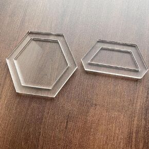 Quilting Template Set, 5 Inch Hexagon and Half Hexagon, 1/4 Inch Clear Acrylic, 4 Pieces