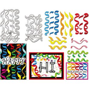 BENECREAT Cheer Ribbons Cutting Dies, Curly Ribbon Carbon Steel Embossing Tool Die Cuts Metal Templates for DIY Scrapbooking, Champion Blessing Greeting Card, Decorative Embossing