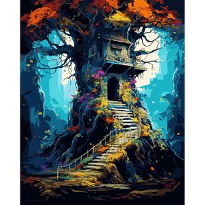 LCOZX Paint بأرقام للمبتدئين للبالغين والأطفال ، واللوحة الزيتية الأكريليك DIY بأرقام أرقام ، و Art Tree Diy Paint بأرقام على القماش للهدية ، وديكور الجدار المنزلي 16 × 20 بوصة ، رقم 7