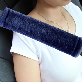 Amooca Soft Faux Fur Universal Fit Seatbelt Cover Car Truck SUV Airplane Seat Belt Shoulder Pad for Carmera Backpack Straps Neck Cushion Protector 2 Pack 10.5in Beige