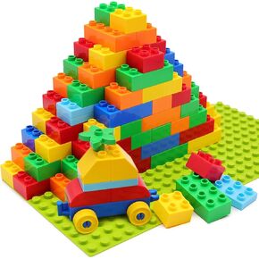 Large Building Blocks for Toddlers 3-5 with 2 Piece Baseplates, Big Building Bricks for Kids, Educational Toys for Children Boys Girls All Ages, Compatible with Duplos and Top Brands