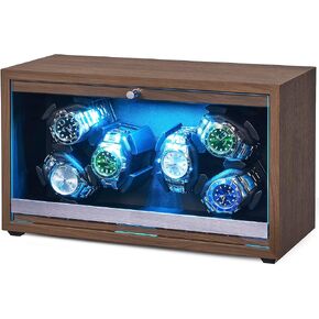 ANWBROAD Watch Winder 6 Watch Spinner with LED and Super Quiet Motor Watch Rotator 4 Rotating Modes Watches Winder Box Watch Shaker Gift UJWW003M