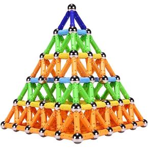 210pcs المبنى المغناطيسي العصي الكتل ، ألعاب Magnet التعليمية متعلماً للتعلم للأطفال ، لعبة بناء ثلاثية الأبعاد مع حقيبة تخزين