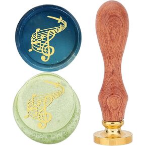 CRASPIRE WAX SEAL SEAL STAM MUSICAL NOTE 25MM قابلة للإزالة من النحاس النحاس الرجعية ختم الختم ختم الختم مع مقبض خشبي لحفل الزفاف أظرف عيد الميلاد دعوات التفاف الهدية