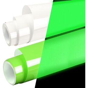 WRAPXPERT Glow in The Dark Permanent Vinyl, 2 Rolls Glow in Dark Vinyl - 2 Colors Vinyl (Neon Green, White) Adhesive Vinyl for Wrap,Stickers,Decal,Lettering