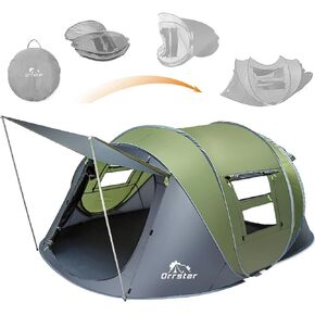 Pop Up Tents for Camping 4 Person Waterproof Pop Up Tent Easy Up Setup Camping Tent 4 People 2 Big Doors Instant Tent Family Tent Popup