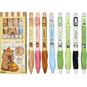 maydahui 8 pcs لطيف Capybara و Panda Pens 0.5 مم قابلة للسحب أقلام حيوانات كاويلي ثالثية الحبر السود