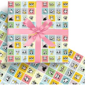 inthink 5 Sheets Panda Gift Wabs Paper 20 "× 30" Kraft Paper Gift Wrap Present Gift Paper Birthday for Kids Birthday ، Decoration Party Festive (Green Bamboo)