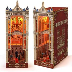 مجموعة زاوية كتاب DIY مع LED Light ، Book Nook Miniature Kit for Whostshel Insert Decor Crafts و 3D Wooden Bookend Bookend Workflesh للمراهقين والبالغين