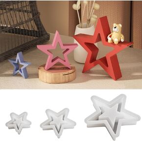 3 PCS Hollow Star على شكل نجمة مجموعة العفن ، عيد الميلاد شجرة الديكور سطح المكتب قالب السيليكون لتزيين الكيك ، صنع الشموع ، الحرف الراتنجات DIY (Star)