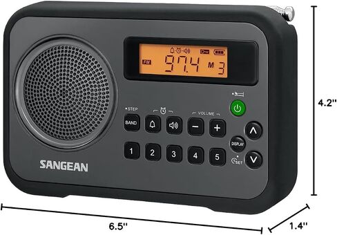 Sangean PR-D18BK AM/FM/Portable Digital Radio with Protective Bumper (Gray/Black) Black/Grey in Kuwait