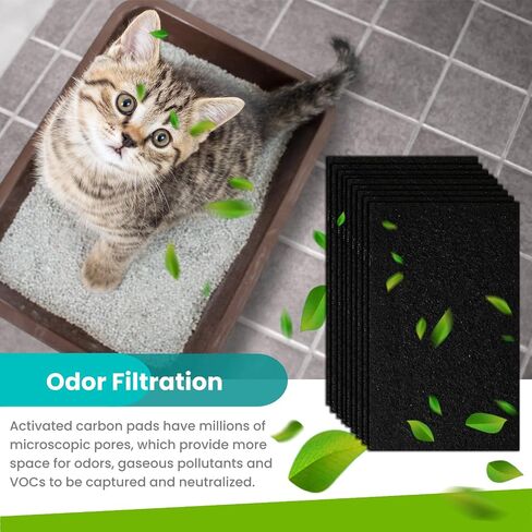 9 Pcs Charcoal Filters Compatible with Cat Litter Box 3.6 x 10Inch, Replacement Activated Carbon Premium Odor Filters, Black in Kuwait