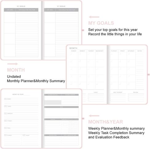 Undated Academic Weekly & Monthly Planner, 5.6"X8.2", 52 Weeks & 12 Months Hardcover Journal & Agenda with Pen Holder, Thicker Paper, Stickers, Inner Pocket, Personal Organizer in Saudi Arabia