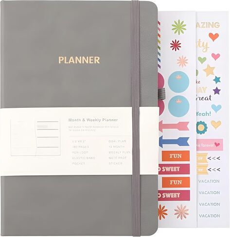 Undated Academic Weekly & Monthly Planner, 5.6"X8.2", 52 Weeks & 12 Months Hardcover Journal & Agenda with Pen Holder, Thicker Paper, Stickers, Inner Pocket, Personal Organizer in Saudi Arabia