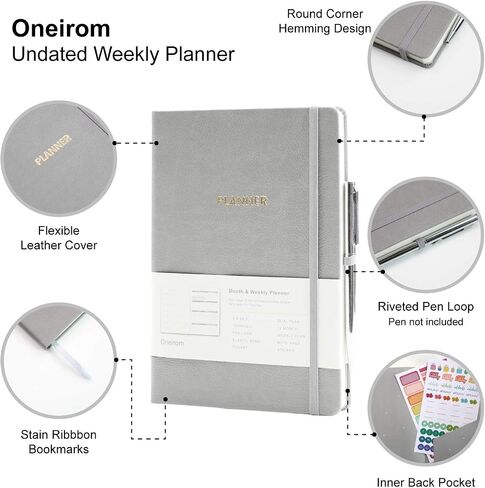 Undated Academic Weekly & Monthly Planner, 5.6"X8.2", 52 Weeks & 12 Months Hardcover Journal & Agenda with Pen Holder, Thicker Paper, Stickers, Inner Pocket, Personal Organizer in Saudi Arabia