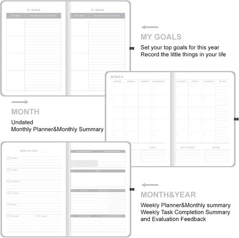 Undated Academic Weekly & Monthly Planner, 5.6"X8.2", 52 Weeks & 12 Months Hardcover Journal & Agenda with Pen Holder, Thicker Paper, Stickers, Inner Pocket, Personal Organizer in Saudi Arabia