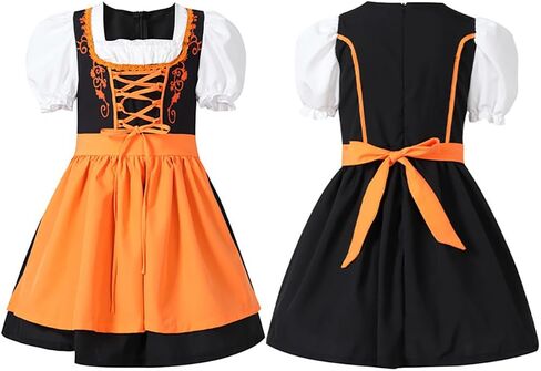 AWIBMK Kids Oktoberfest Costume Girls Dirndl Dresses with Apron Traditional Floral Maid Dress Halloween Cosplay Outfits in Saudi Arabia