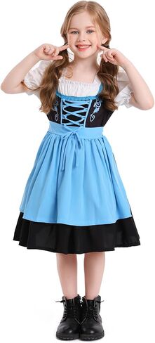 Awibmk Kids Oktoberfest Costume Girls Dirndl Dirndl with Apron Floral Maid Dress Outsplay Cosplay in Kuwait