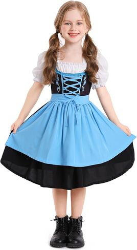 Awibmk Kids Oktoberfest Costume Girls Dirndl Dirndl with Apron Floral Maid Dress Outsplay Cosplay in Kuwait