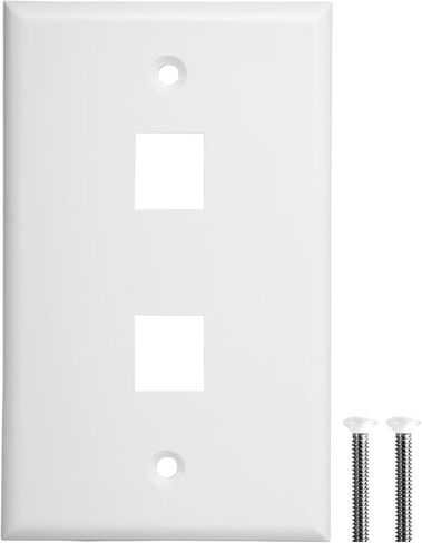Jonard Tools K-W2/10 Single Gang Keystone 2 Port Wall Plate, 10 Pack- for Voice, Data, Audio, and Video Inserts, Holds 2 Keystone Inserts in Kuwait