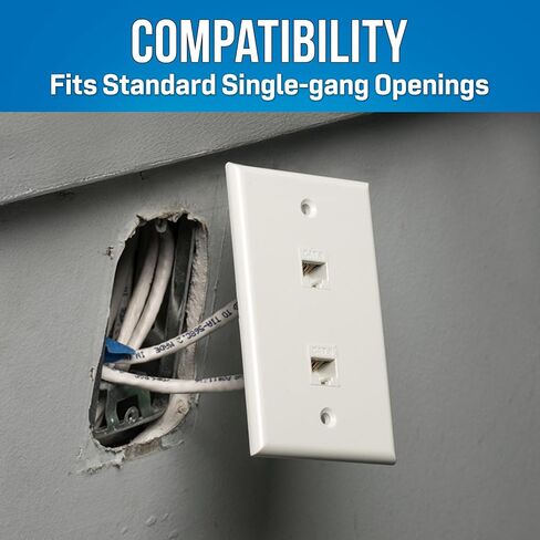 Jonard Tools K-W2/10 Single Gang Keystone 2 Port Wall Plate, 10 Pack- for Voice, Data, Audio, and Video Inserts, Holds 2 Keystone Inserts in Kuwait
