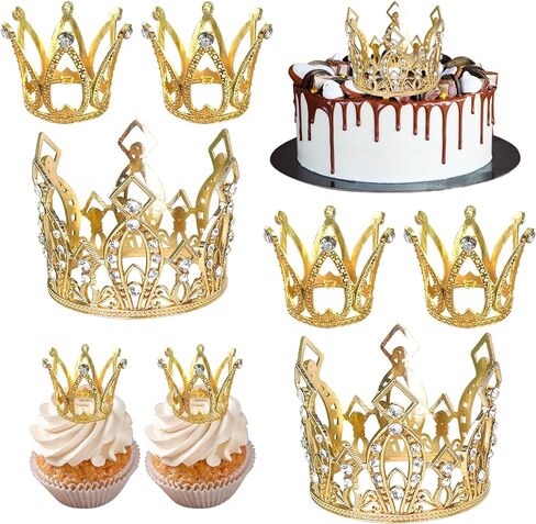 6 حزمة Mini Crown Cupcake Topcake Topcake Princess Crown Cupcake تختار التاج Zircon Women Lady Girl Birthday Bridal Wedding Royal Party Cupcake Decorations in Kuwait