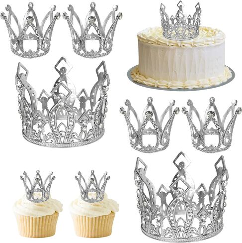 6 حزمة Mini Crown Cupcake Topcake Topcake Princess Crown Cupcake تختار التاج Zircon Women Lady Girl Birthday Bridal Wedding Royal Party Cupcake Decorations in Kuwait