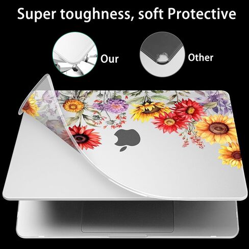 Mektron Case Compatible with MacBook Air 15.3 inch Printed Cover 2024/2023 M3 A3114 M2 A2941, [Same as Bare MacBook] Protective Hard Shell with Fold Kickstand, Floral C152 in Saudi Arabia
