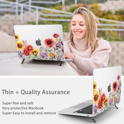 Mektron Case Compatible with MacBook Air 15.3 inch Printed Cover 2024/2023 M3 A3114 M2 A2941, [Same as Bare MacBook] Protective Hard Shell with Fold Kickstand, Floral C152 in Saudi Arabia