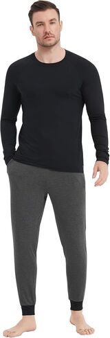 NACHILA Men's Bamboo Pajamas Set Soft Sleepwear Long Sleeve Pjs Long Sleep Pants with Pockets S-XXL in Kuwait
