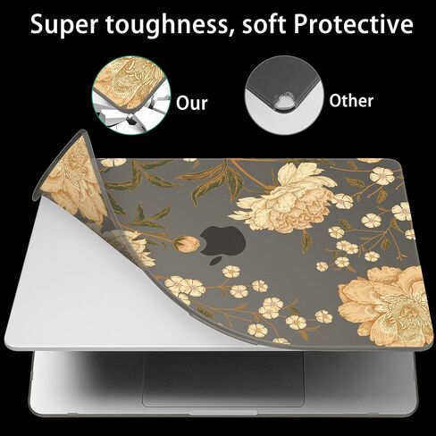 Mektron Case Compatible with MacBook Air 15.3 inch Printed Cover 2024/2023 M3 A3114 M2 A2941, [Same as Bare MacBook] Protective Hard Shell with Fold Kickstand, Floral C152 in Saudi Arabia