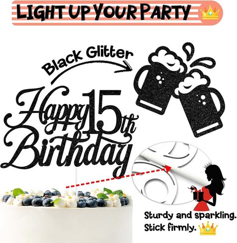 Black Glitter Happy 33 Birthday Cake Topper ، هتافات إلى 33 عامًا/المستوى 33 Unlocked/33 عامًا محبوبًا ومباركًا ومضحكًا ، مستلزمات حفلات عيد ميلاد 33 in Kuwait