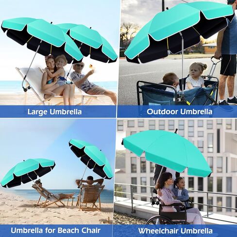 2Pack 48.8 inch Large Beach Umbrella with Clamp Sun Shade Umbrella for Beach Chair, 360°Adjustable UV Protection Golf Umbrella with Clip beach Umbrella for Beach Outdoor Patio Stroller Wheelchair in Saudi Arabia