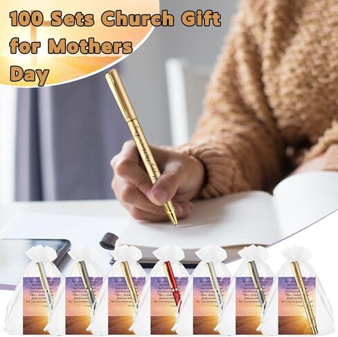 30 Sets Mother's Day Church Gifts Bulk Included Happy Mother's Day Pens Inspirational Religious Cards Bible Verse Cards and Organza Bags for Women Church Members Christian Gift, 5 Colors in Saudi Arabia