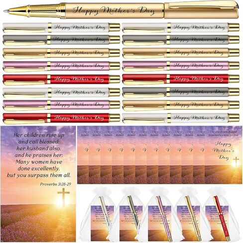 30 Sets Mother's Day Church Gifts Bulk Included Happy Mother's Day Pens Inspirational Religious Cards Bible Verse Cards and Organza Bags for Women Church Members Christian Gift, 5 Colors in Saudi Arabia