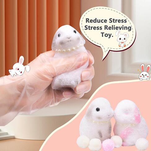 Handmade 2pcs Rabbit Taba Squeeze Toys, Cute Rabbit Stress Relieving Silicone Sensory Toy, Slow Rebound Chick Squeezing Toy, Party Birthday. in Kuwait