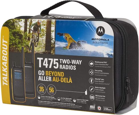 Motorola Solutions, Portable FRS, T470, Talkabout, Two-Way Radios, Emergency Preparedness, Rechargeable, 22 Channel, 35 Mile, Black W/Yellow, 2 Pack in Saudi Arabia