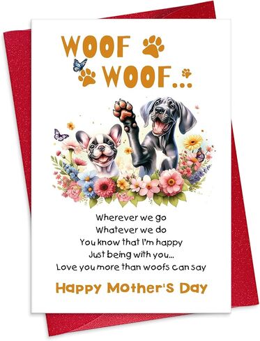 D4DREAM Mothers Day Card from Dog - 5.5x8 Funny Mother’s Day Card for Dog Mom Mothers Day Gift from Pets Bonus Mom with Envelope in Saudi Arabia