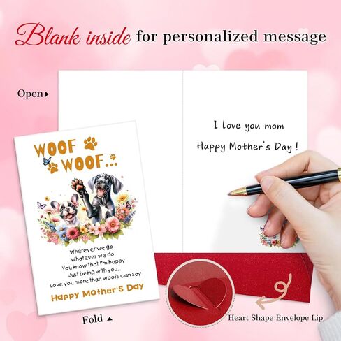 D4DREAM Mothers Day Card from Dog - 5.5x8 Funny Mother’s Day Card for Dog Mom Mothers Day Gift from Pets Bonus Mom with Envelope in Saudi Arabia