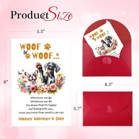 D4DREAM Mothers Day Card from Dog - 5.5x8 Funny Mother’s Day Card for Dog Mom Mothers Day Gift from Pets Bonus Mom with Envelope in Saudi Arabia