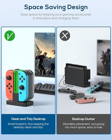 Charging Dock Replacement for Switch & Charger for Switch OLED Joy Cons, Charging Station for Switch with a USB Type-C Charging Cord- White in Saudi Arabia