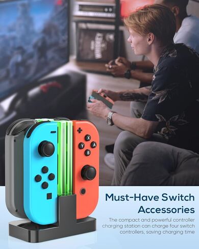 Charging Dock Replacement for Switch & Charger for Switch OLED Joy Cons, Charging Station for Switch with a USB Type-C Charging Cord- White in Saudi Arabia