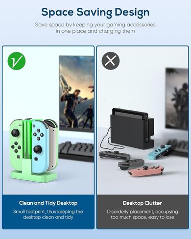 Charging Dock Replacement for Switch & Charger for Switch OLED Joy Cons, Charging Station for Switch with a USB Type-C Charging Cord- White in Saudi Arabia