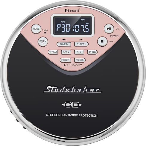 Studebaker SB3706 Personal Bluetooth MP3 Player W/Digital FM Radio ، جهاز إرسال FM وبطارية قابلة لإعادة الشحن (بالأبيض والأسود) in Kuwait