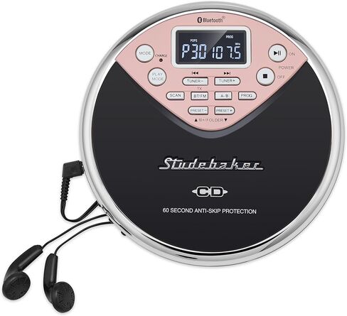 Studebaker SB3706 Personal Bluetooth MP3 Player W/Digital FM Radio ، جهاز إرسال FM وبطارية قابلة لإعادة الشحن (بالأبيض والأسود) in Kuwait