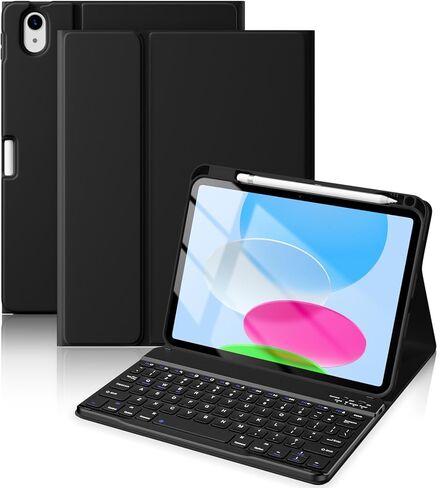 بالنسبة إلى حالة الجيل العاشر لـ iPad مع لوحة المفاتيح 10.9 بوصة 2022 - حالة لوحة المفاتيح اللاسلكية المغناطيسية مع غطاء لوحة المفاتيح المصنوع من حامل اللمسة الصوتية لـ iPad 10th Gen (Blue) in Kuwait