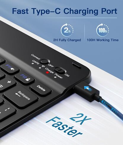 بالنسبة إلى حالة الجيل العاشر لـ iPad مع لوحة المفاتيح 10.9 بوصة 2022 - حالة لوحة المفاتيح اللاسلكية المغناطيسية مع غطاء لوحة المفاتيح المصنوع من حامل اللمسة الصوتية لـ iPad 10th Gen (Blue) in Kuwait