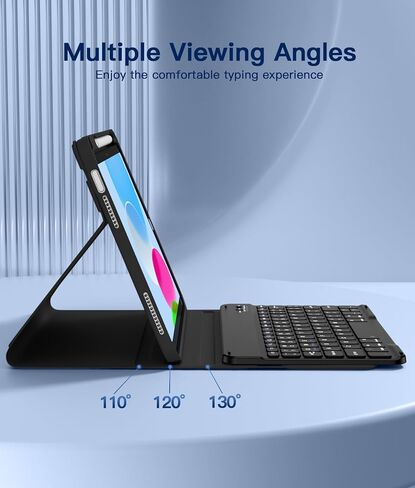 بالنسبة إلى حالة الجيل العاشر لـ iPad مع لوحة المفاتيح 10.9 بوصة 2022 - حالة لوحة المفاتيح اللاسلكية المغناطيسية مع غطاء لوحة المفاتيح المصنوع من حامل اللمسة الصوتية لـ iPad 10th Gen (Blue) in Kuwait