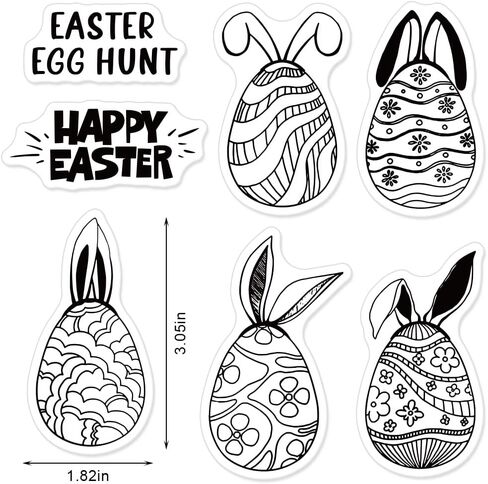 5 Easter Eggs Clear Stamps for Card Making Decoration and Scrapbooking Supplies ، Happy Easter Bessing Words شفافة ختم مطاطية لختمات الورق الألبوم المصنفة in Saudi Arabia